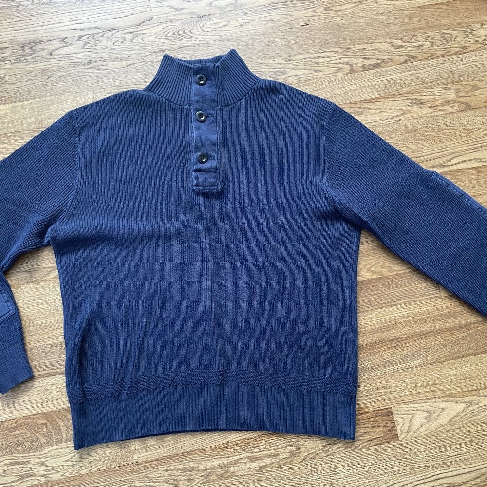 Very Nice Polo Ralph Lauren 1/4 Button Sweater - Navy - L